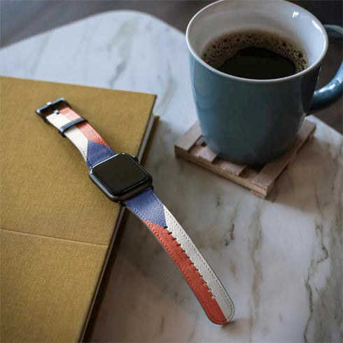 Czech Republic Flag Distressed Apple Watch Band 38-40mm